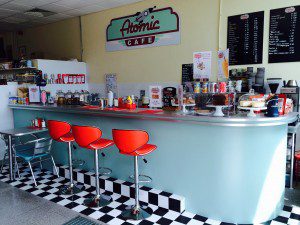 The Atomic Café, located in the indoor market in Newton Abbot town centre.