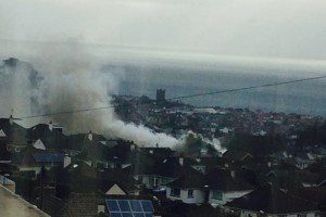 Smoke can be seen from around the bay