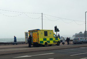 The man was taken to hospital by ambulance