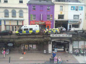 Police at the Mushroom shop on Wednesday