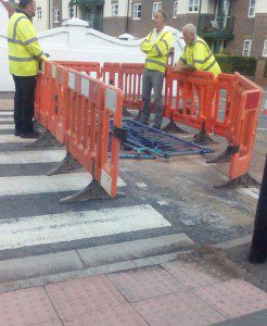 The road was closed after a section of it collapsed. Photo: Sam Gregory