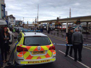 A police cordon was set up around the harbour