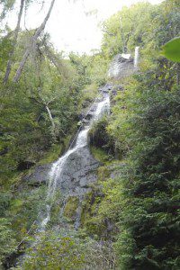 Abseiling down the waterfall