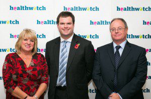 Healthwatch Torbay CEO Pat Harris; Kevin Foster, MP for Torbay; and Dr Kevin Dixon, Healthwatch Torbay Chair at the parliamentary reception in Westminster