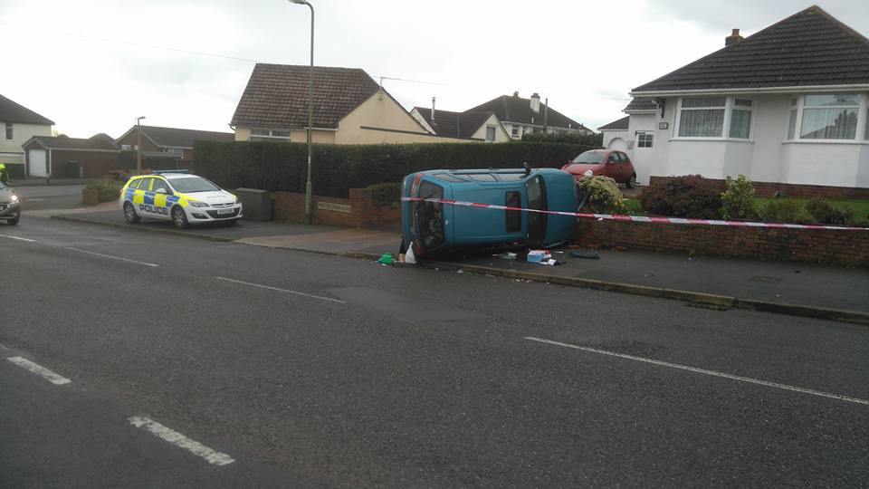 The car overturned