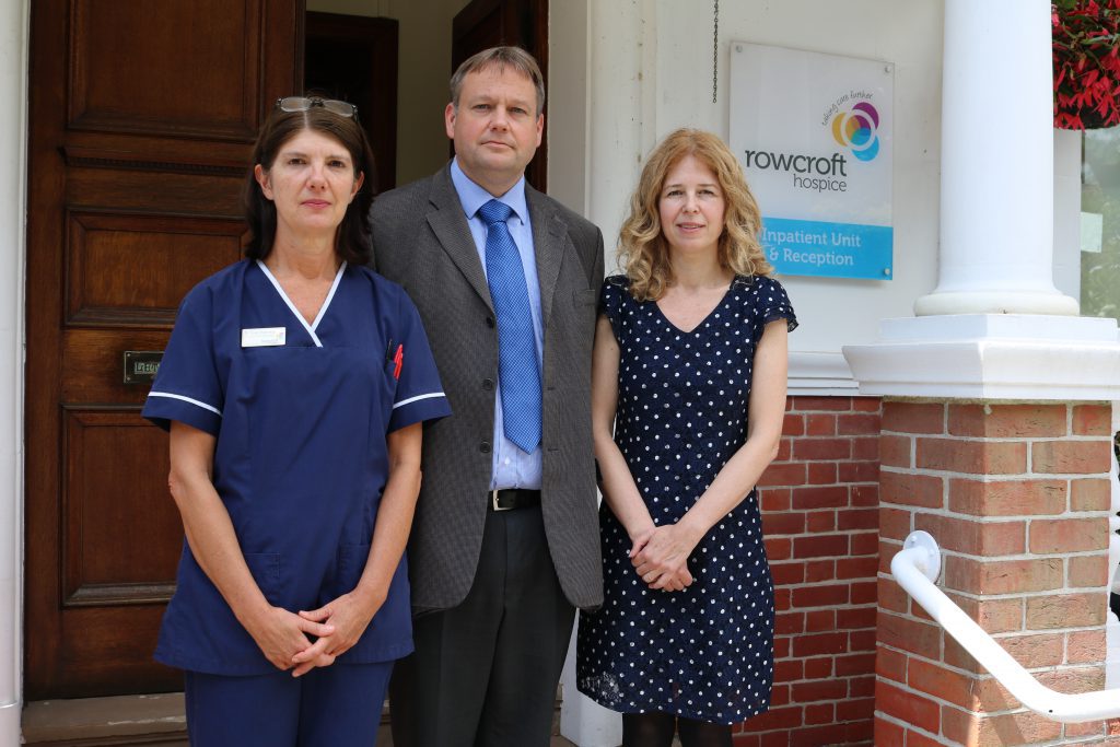 L-R Rowcroft's Inpatient Unit Manager Sue Harvey, Acting Chief Executive Officer and Finance and Commercial Director Jon Hill, and Clinical Director, Dr George Walker.