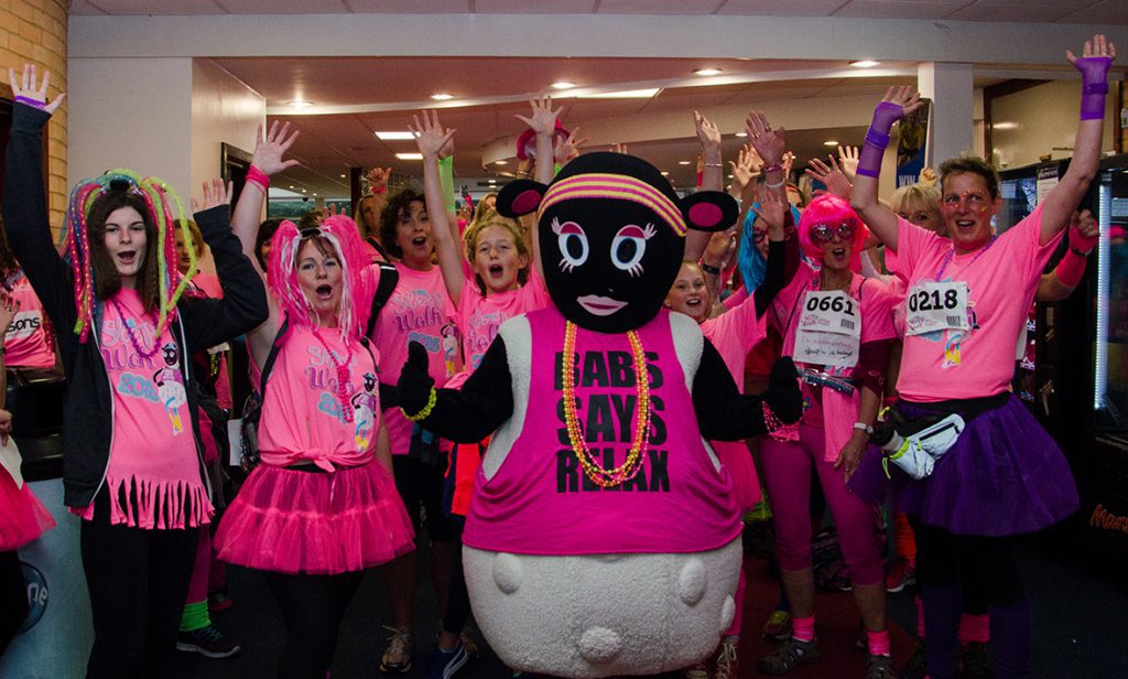 Ladies prepare to start The Sleep Walk 2016 at Torbay Leisure Centre