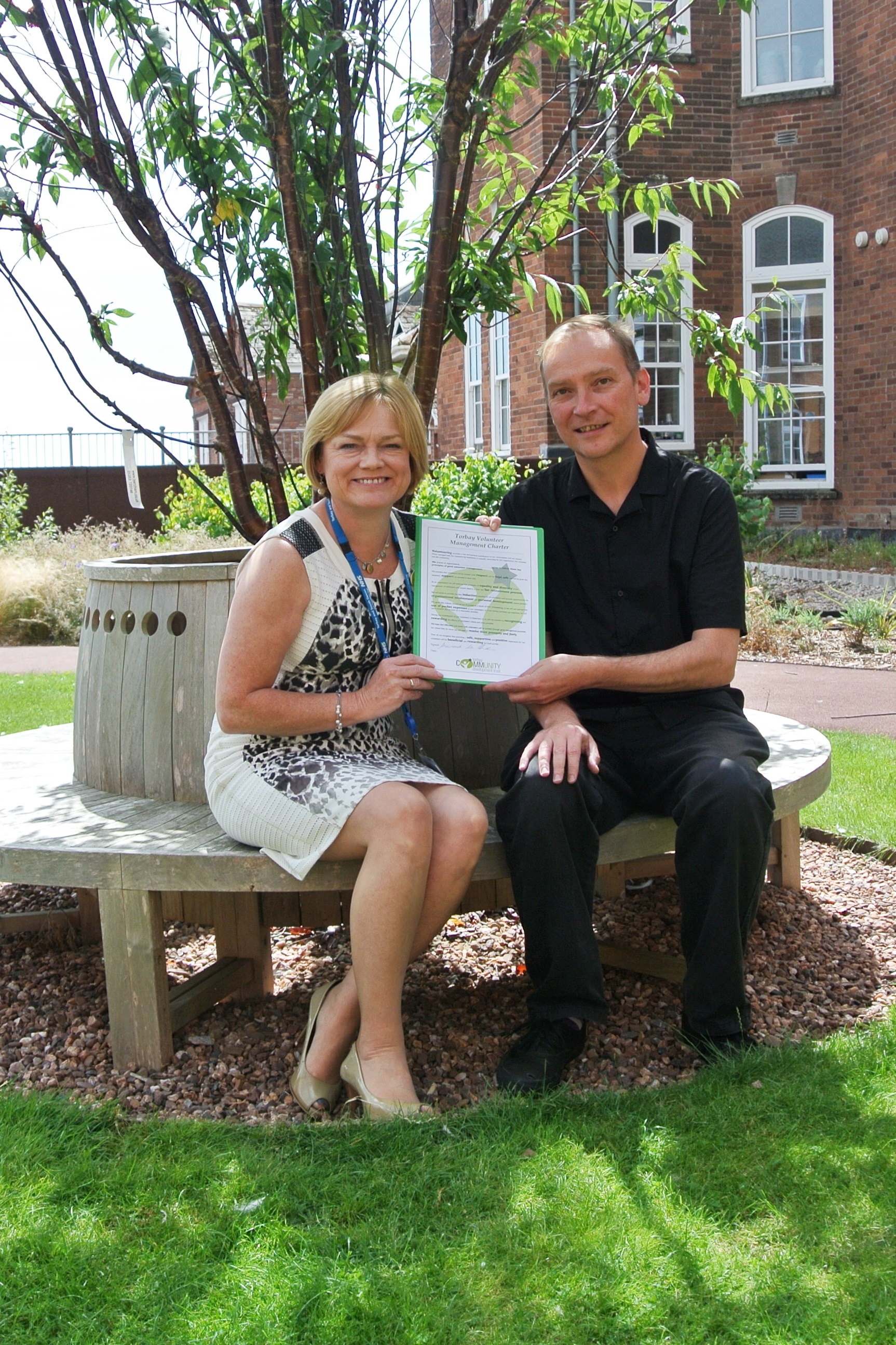 Mairead McAlinden, Chief Executive of Torbay and South Devon NHS Foundation Trust, and Peter Stokes, Capacity Building Manager at Torbay Community Development Trust