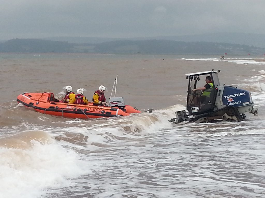 Inshore lifeboat George Bearman launching on service in June 2014. Credit Chris Sims.